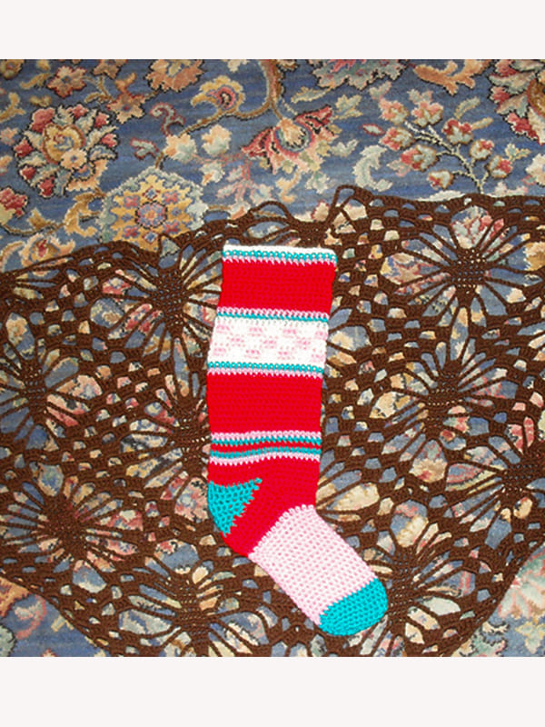 Red Squares Crochet Socks